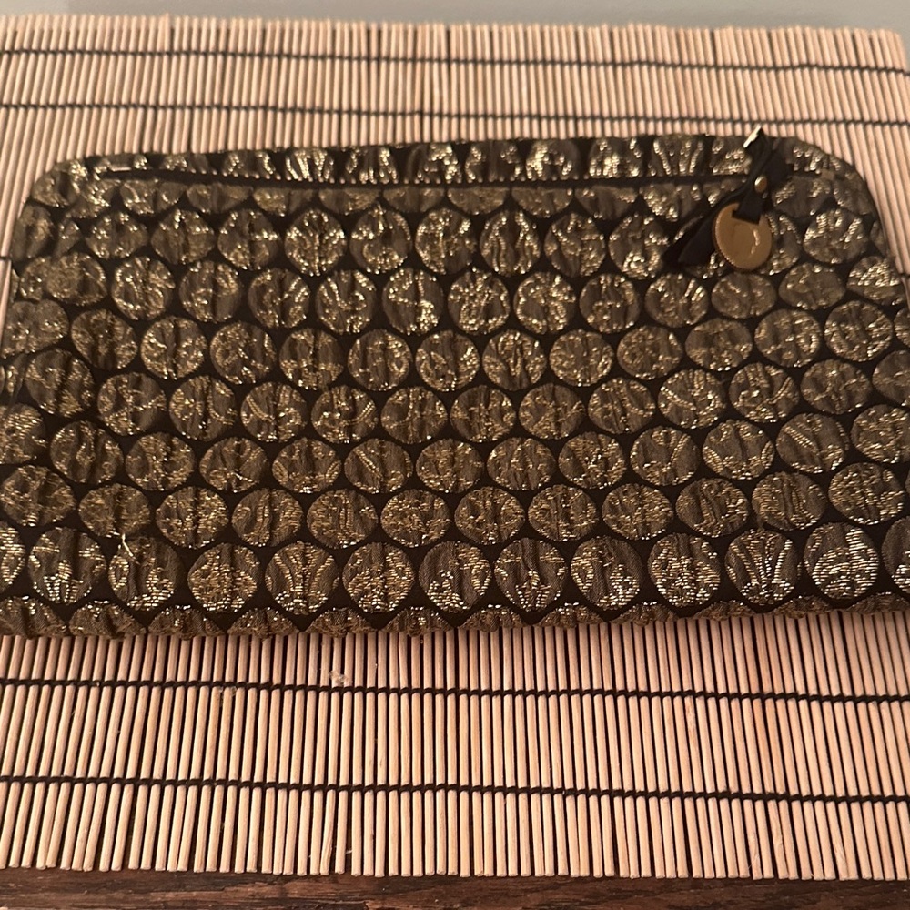 Mayle Metallic Gold and Black Textured Clutch